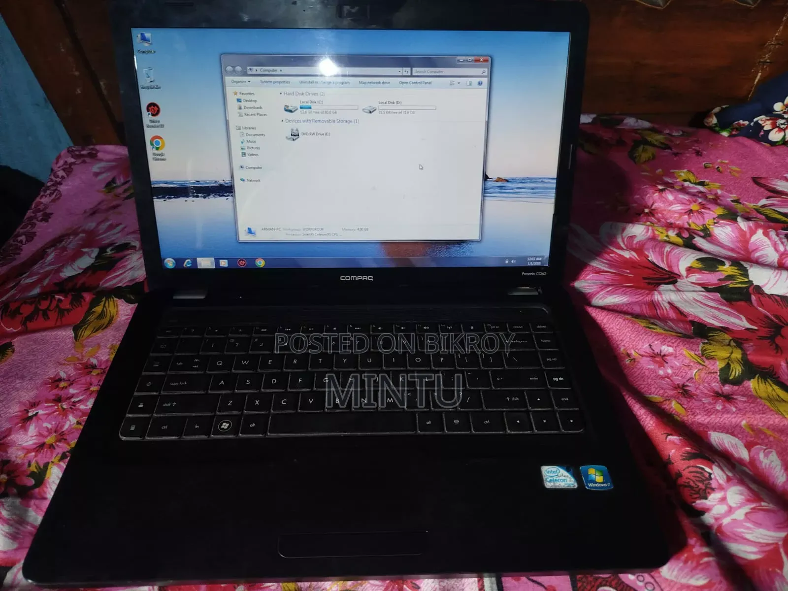 Laptop Compaq Presario CQ62 4GB Intel SSD 128GB