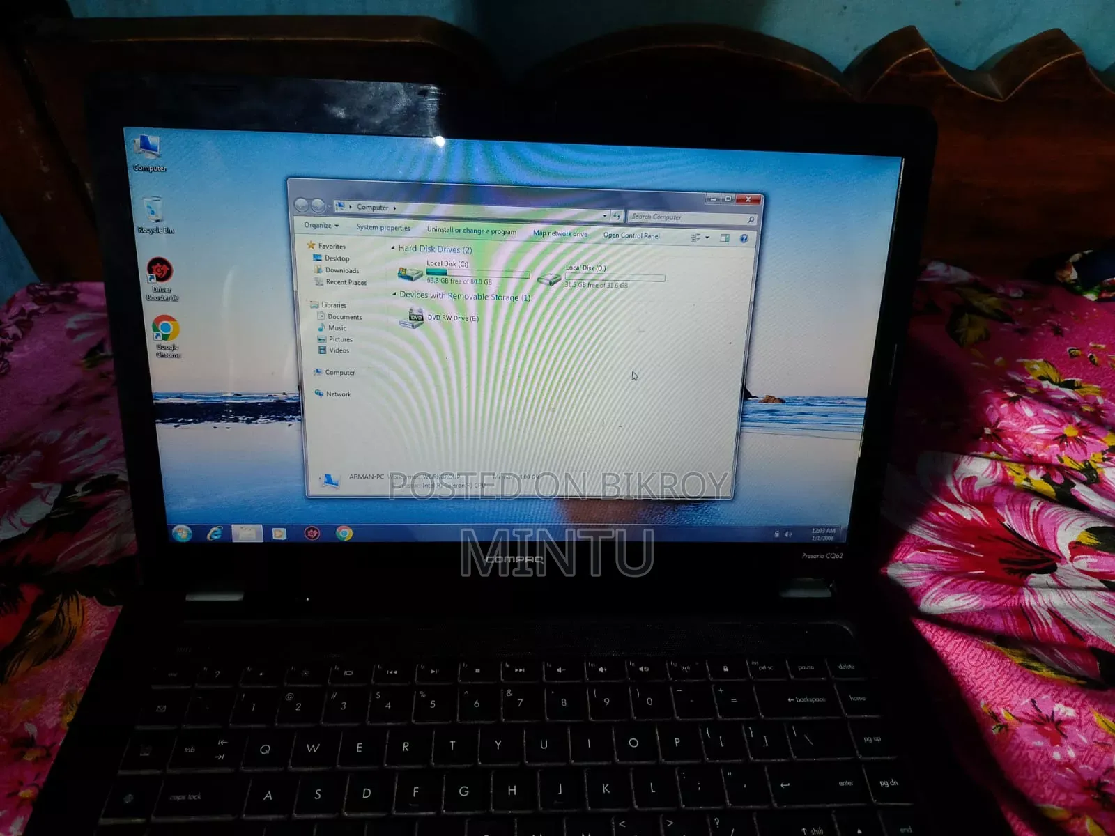 Laptop Compaq Presario CQ62 4GB Intel SSD 128GB