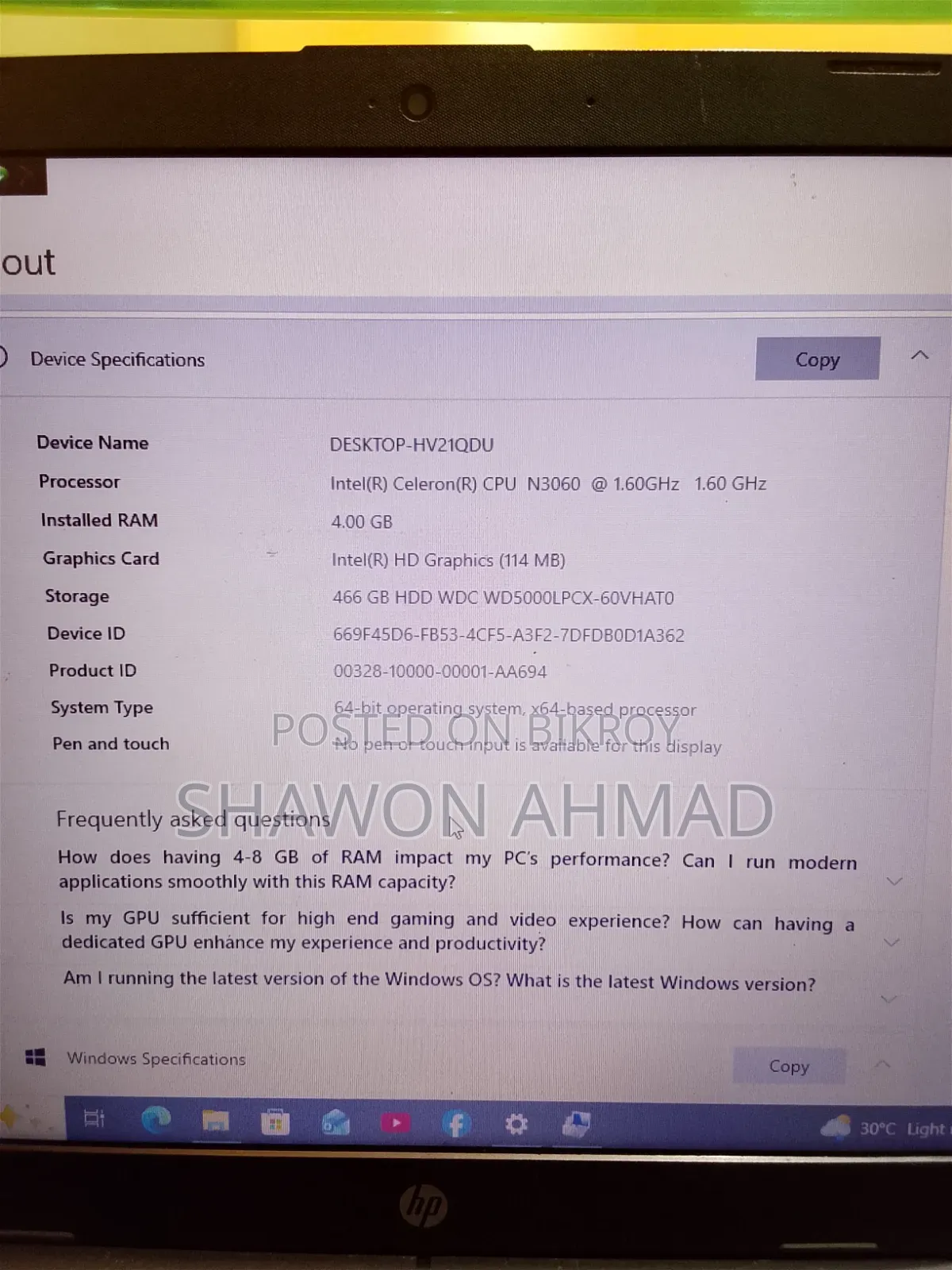 Laptop HP EliteBook 840 G6 4GB Intel Core I5 HDD+SSD 500GB
