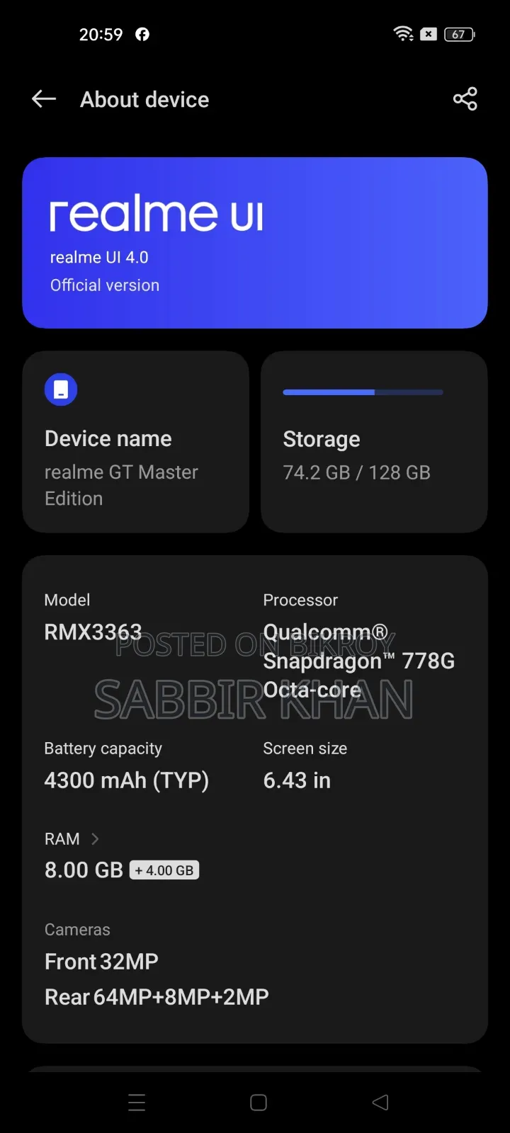 Realme GT Master Edition 128 GB Gray