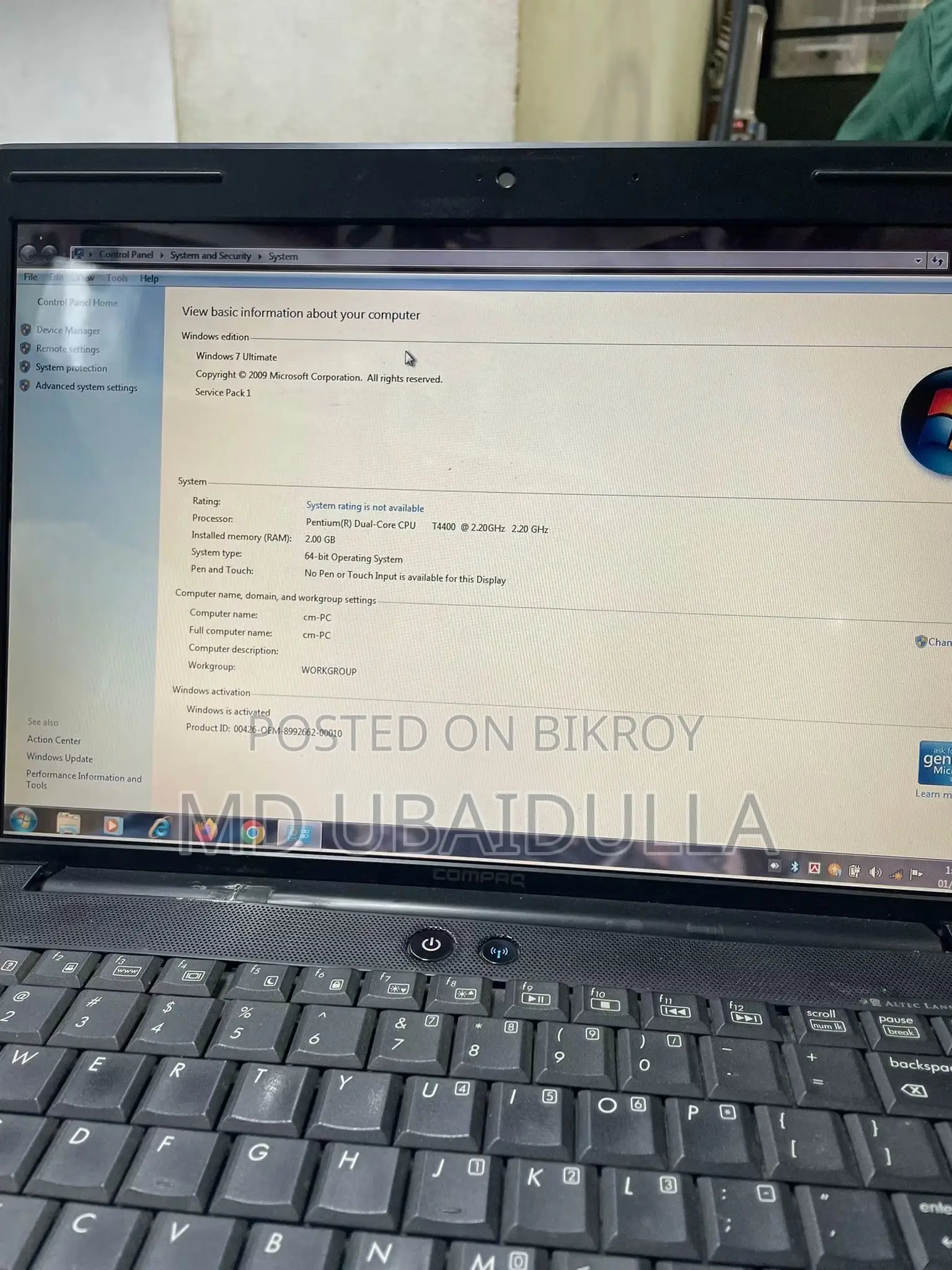 Laptop HP Compaq 2730p 2GB Intel Core 2 Duo HDD 256GB