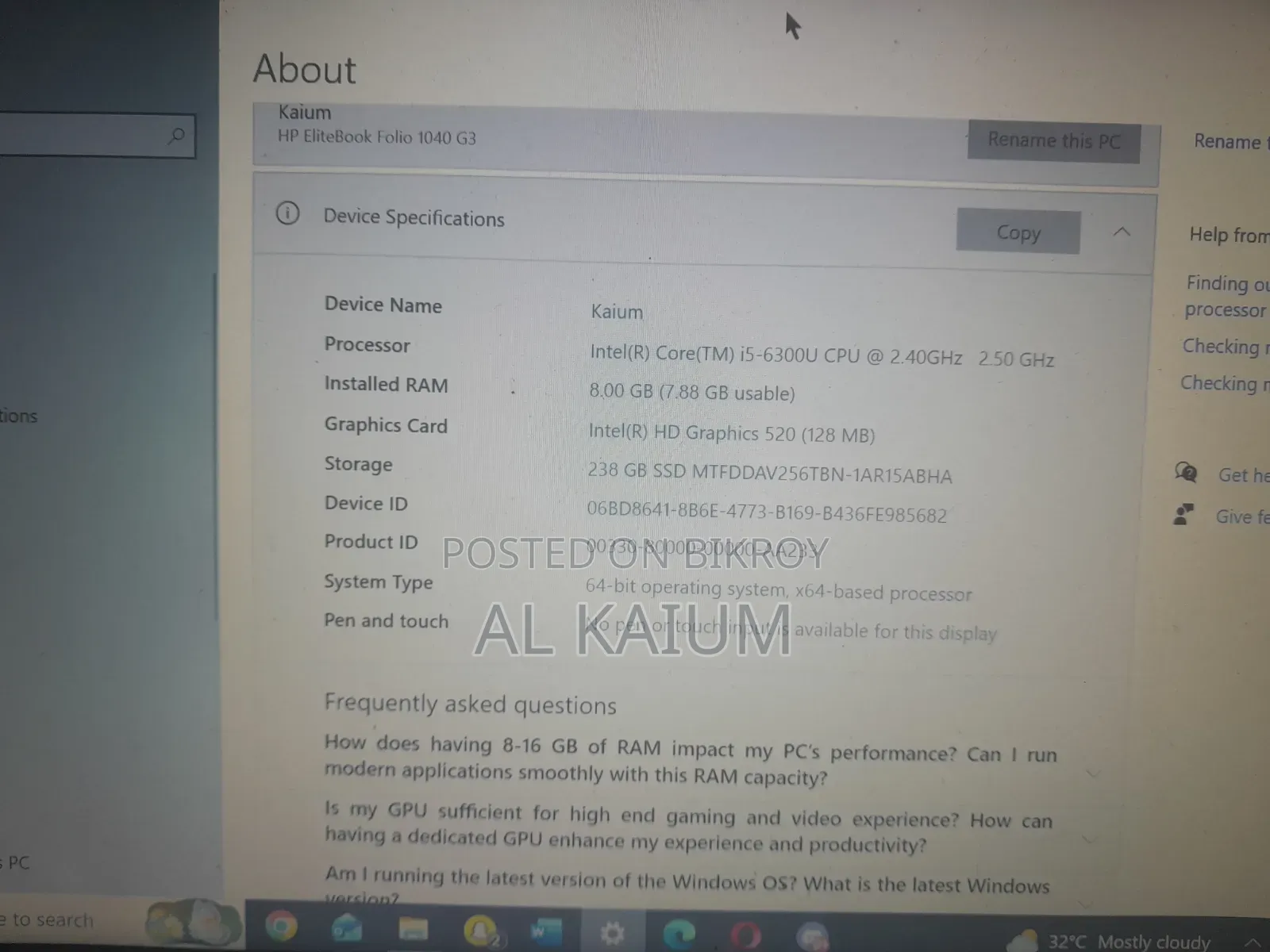 Laptop HP EliteBook 840 G6 8GB Intel Core i5 SSD 256GB