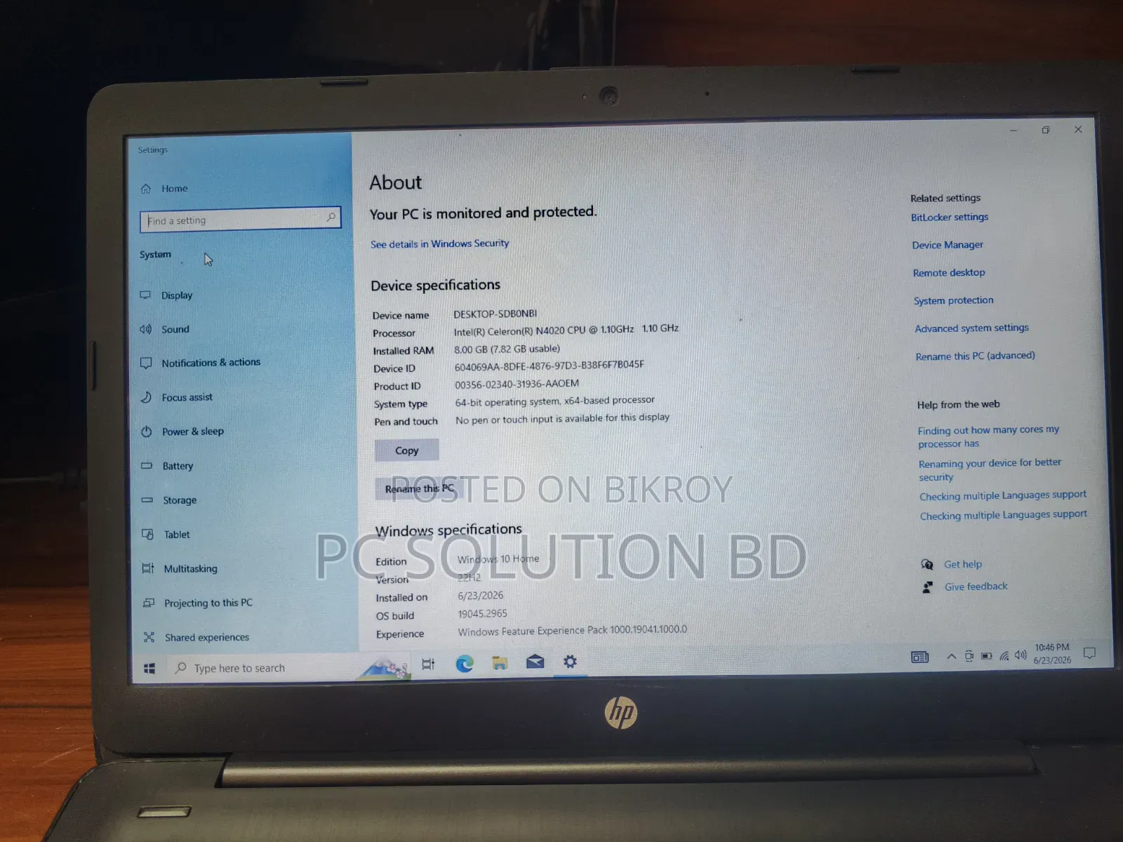 Laptop HP Stream 14 8GB Intel Celeron SSD 60GB