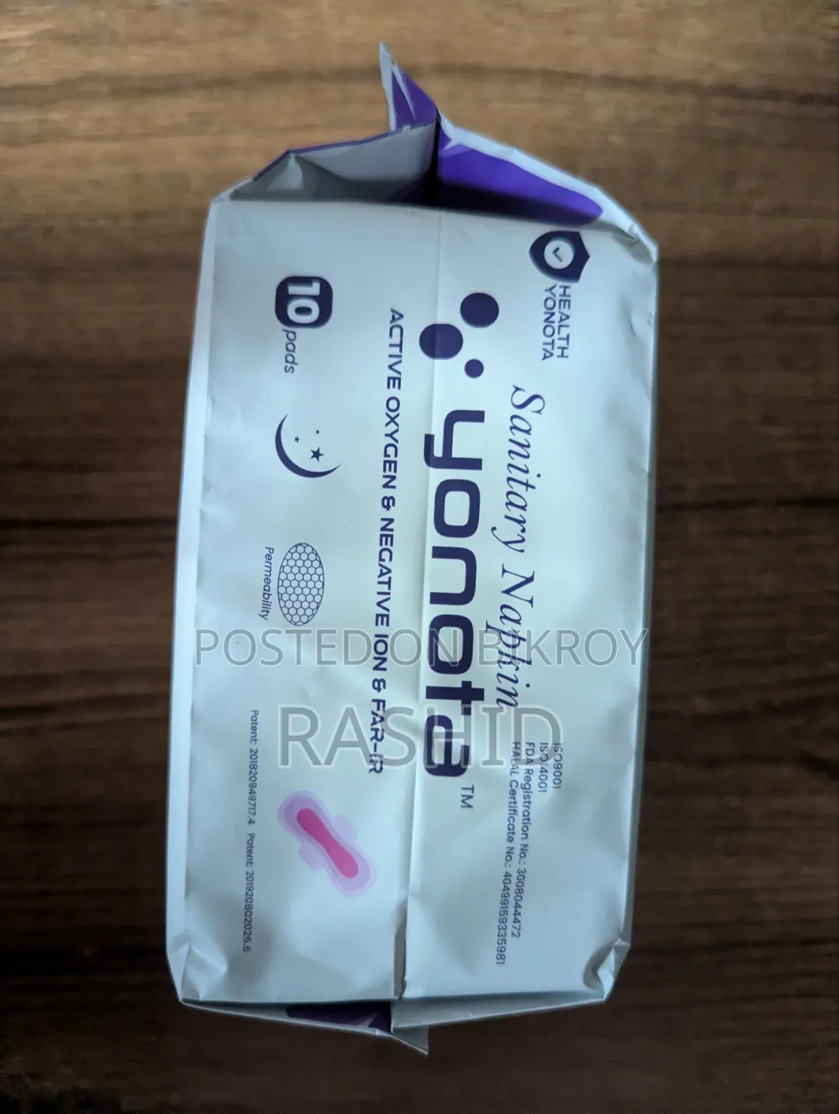 Yonota Sanitary Napkin (Active Oxygen and Negative Ion Far-Ir)