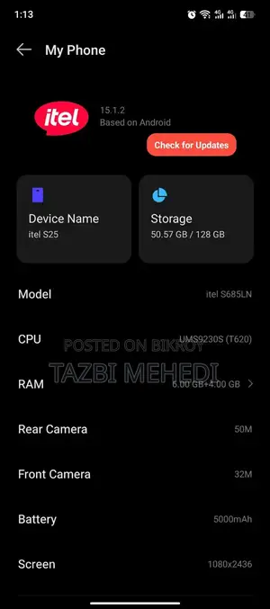 Itel S25 128 GB White