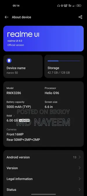 Realme Narzo 50 128 GB Black