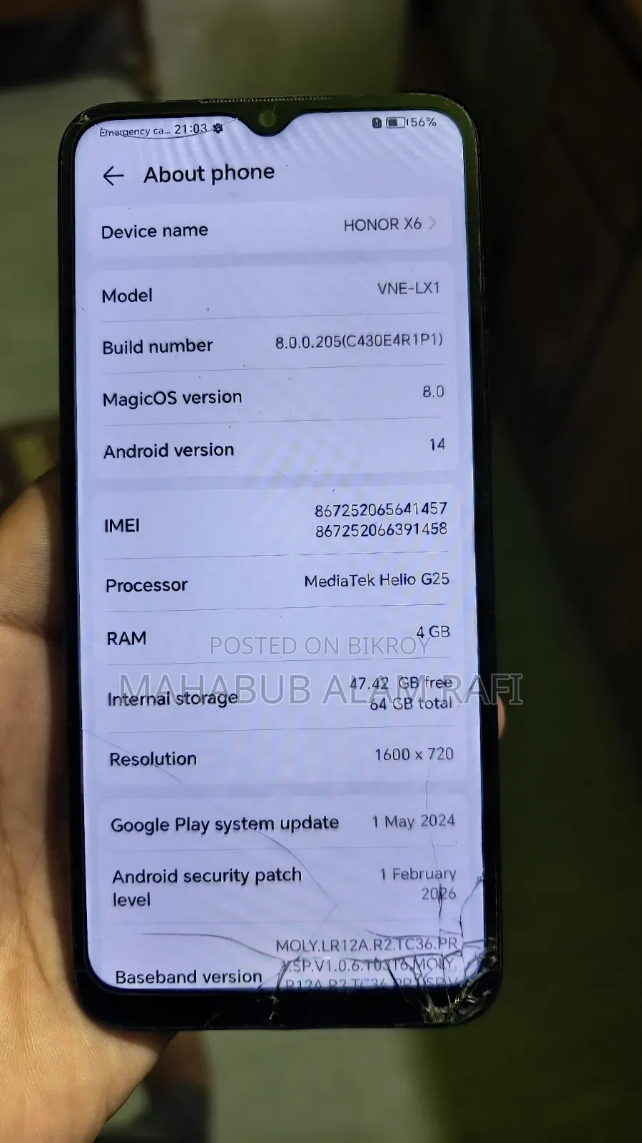 Honor X6 64 GB Black