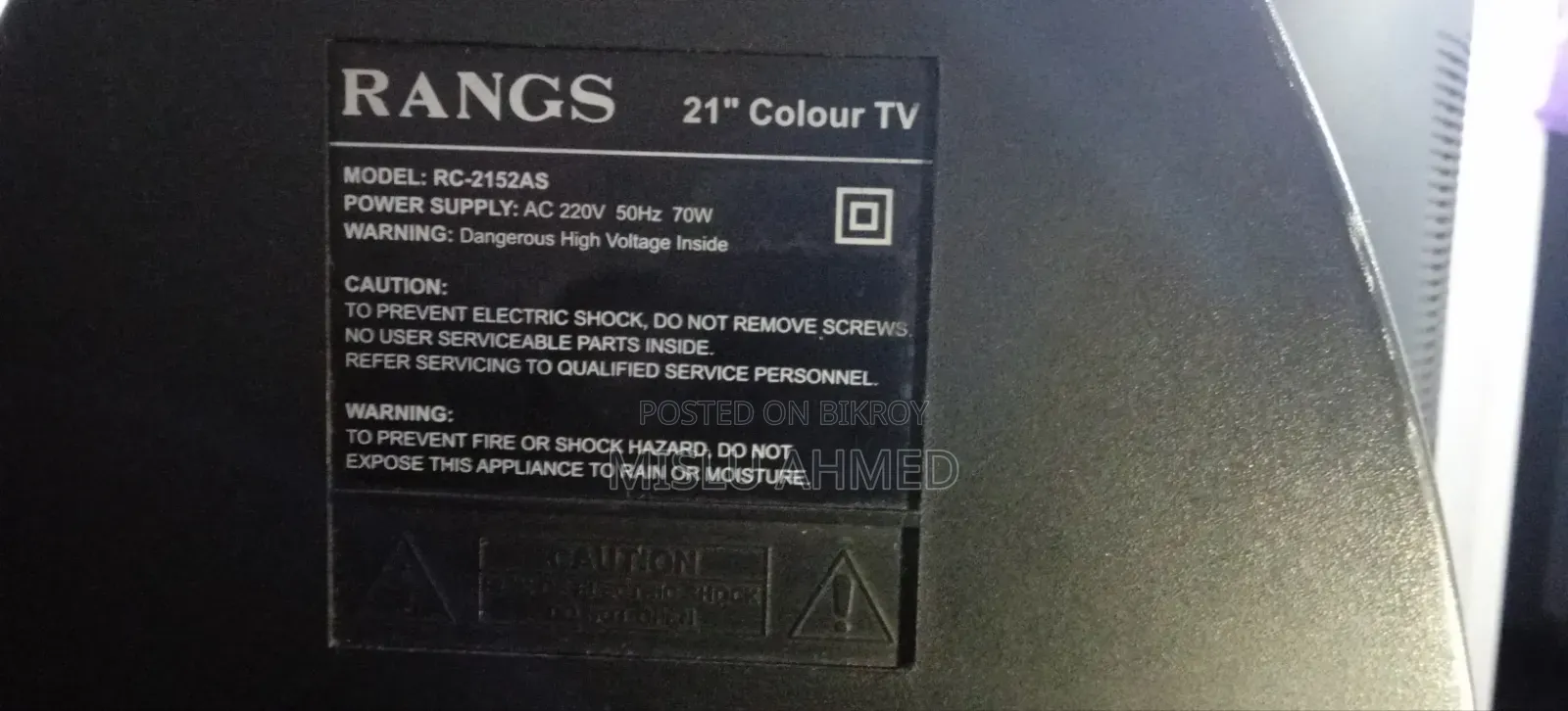 Rangs 21" Colour TV for Sale