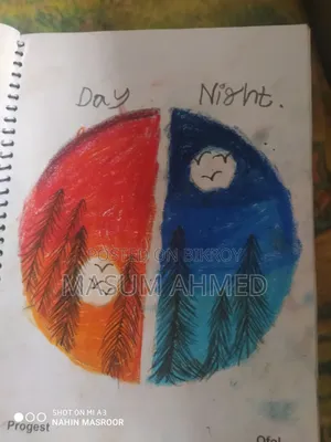 Hand Made Drawing. Day Night
