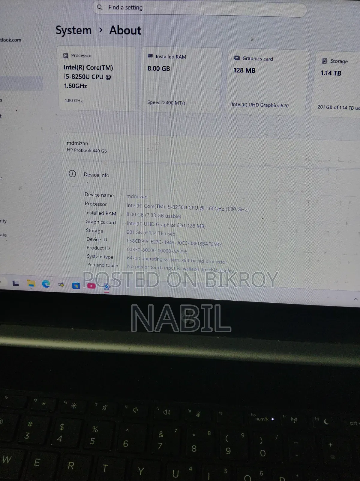 Laptop HP ProBook 440 G5 8GB Intel Core I5 SSD 1T