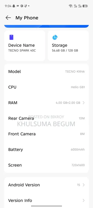 Tecno Spark 40 128 GB White