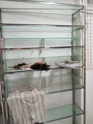 শোরুম/ফার্মেসি/কসমেটিকস শপের স্টেইনলেস স্টিল ও গ্লাস র্যাক বিক্রয়