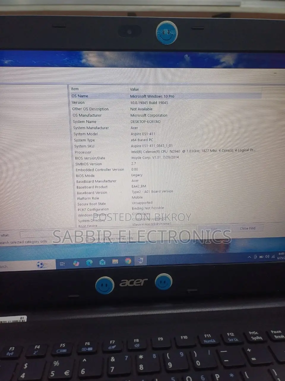 Laptop Acer 8GB Intel Pentium SSD 256GB