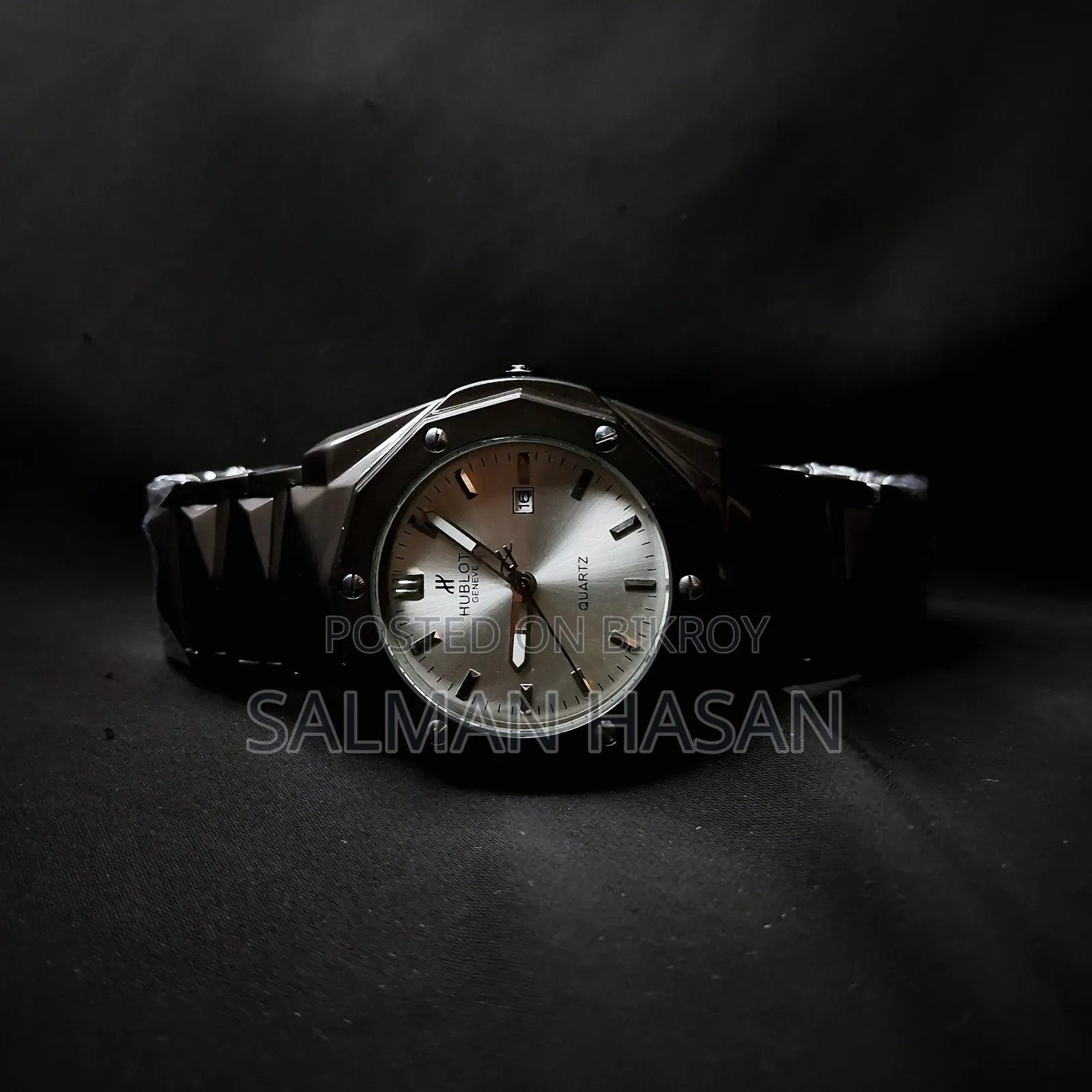 Luxury Men's Quartz Watch Gunmetal Grey Metal Strap