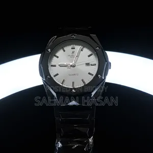 Luxury Men's Quartz Watch Gunmetal Grey Metal Strap