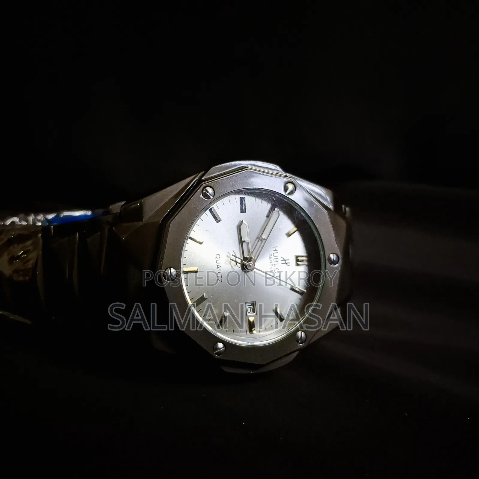 Luxury Men's Quartz Watch Gunmetal Grey Metal Strap