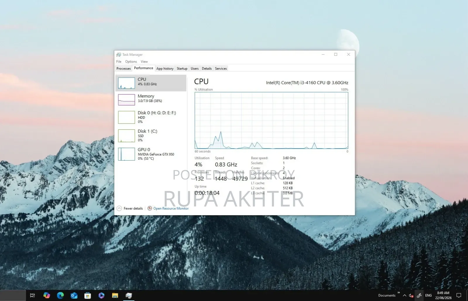 Desktop Computer Asus 8GB Intel Core I3 HDD+SSD 1TB