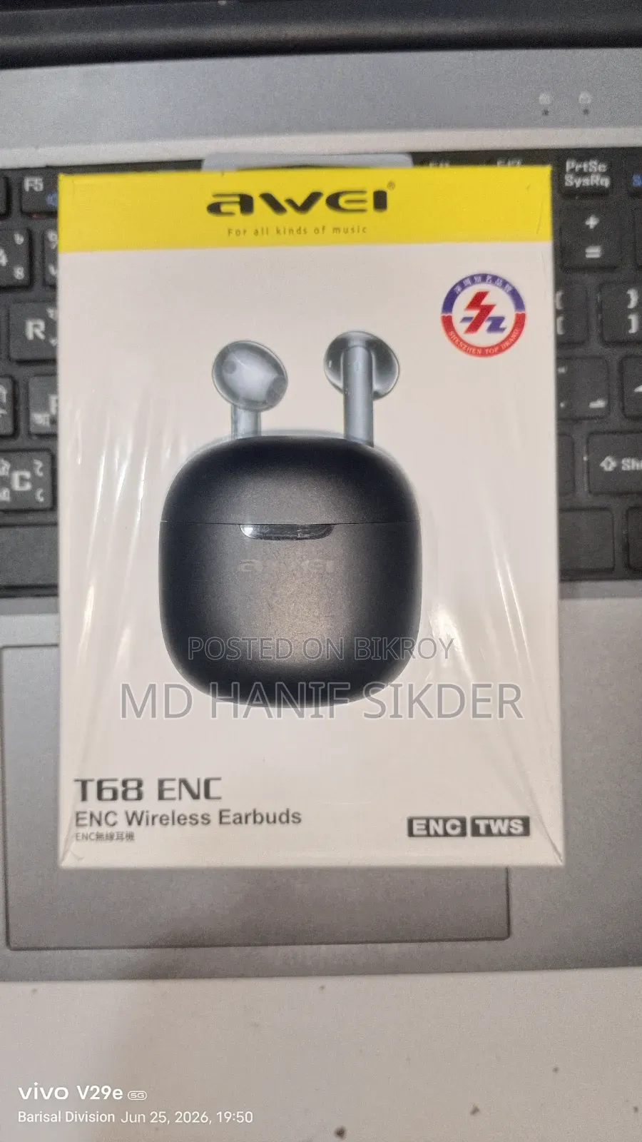 Awei T68 Enc Wireless Earbuds - Fully Fresh Condition (With Box)