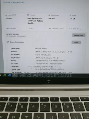 Laptop HP EliteBook 845 G7 8GB AMD Ryzen 7 SSD 256GB