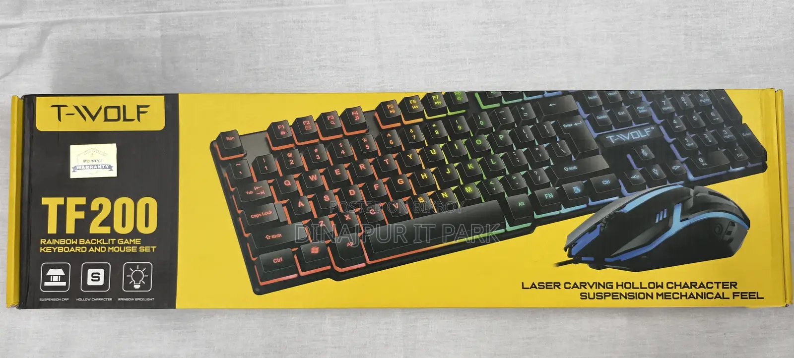 T-Wolf Tf200 Rainbow Backlit Wired Gaming Keyboard Mouse Combo