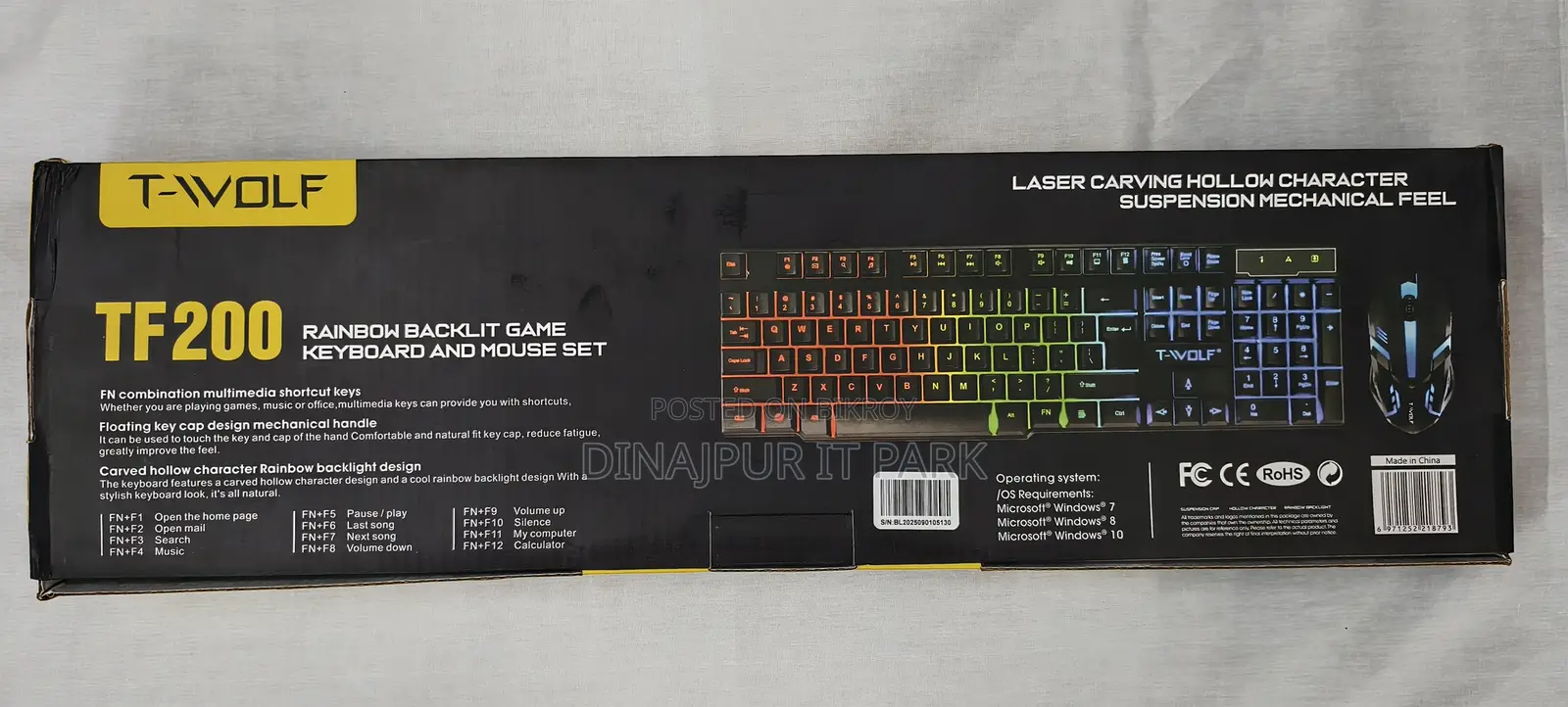 T-Wolf Tf200 Rainbow Backlit Wired Gaming Keyboard Mouse Combo