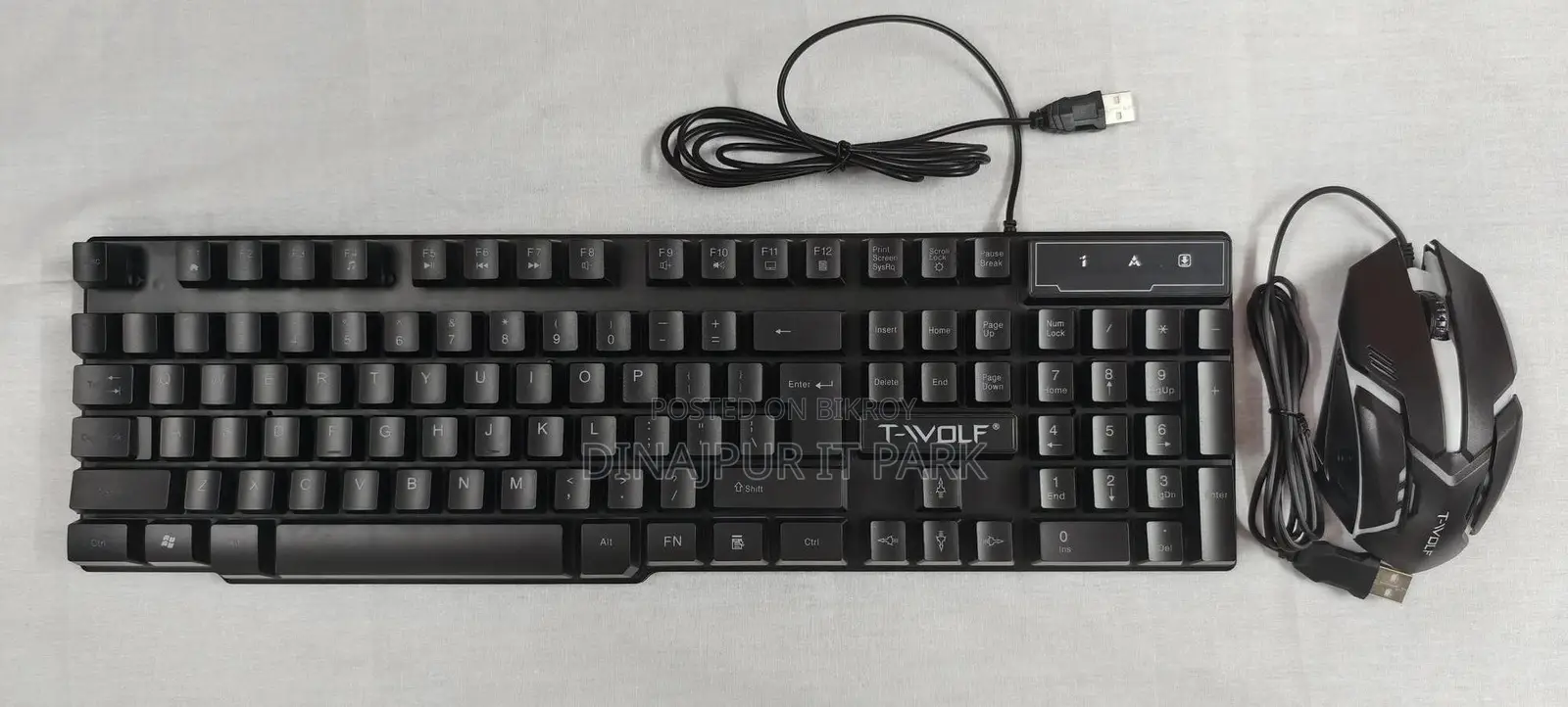 T-Wolf Tf200 Rainbow Backlit Wired Gaming Keyboard Mouse Combo