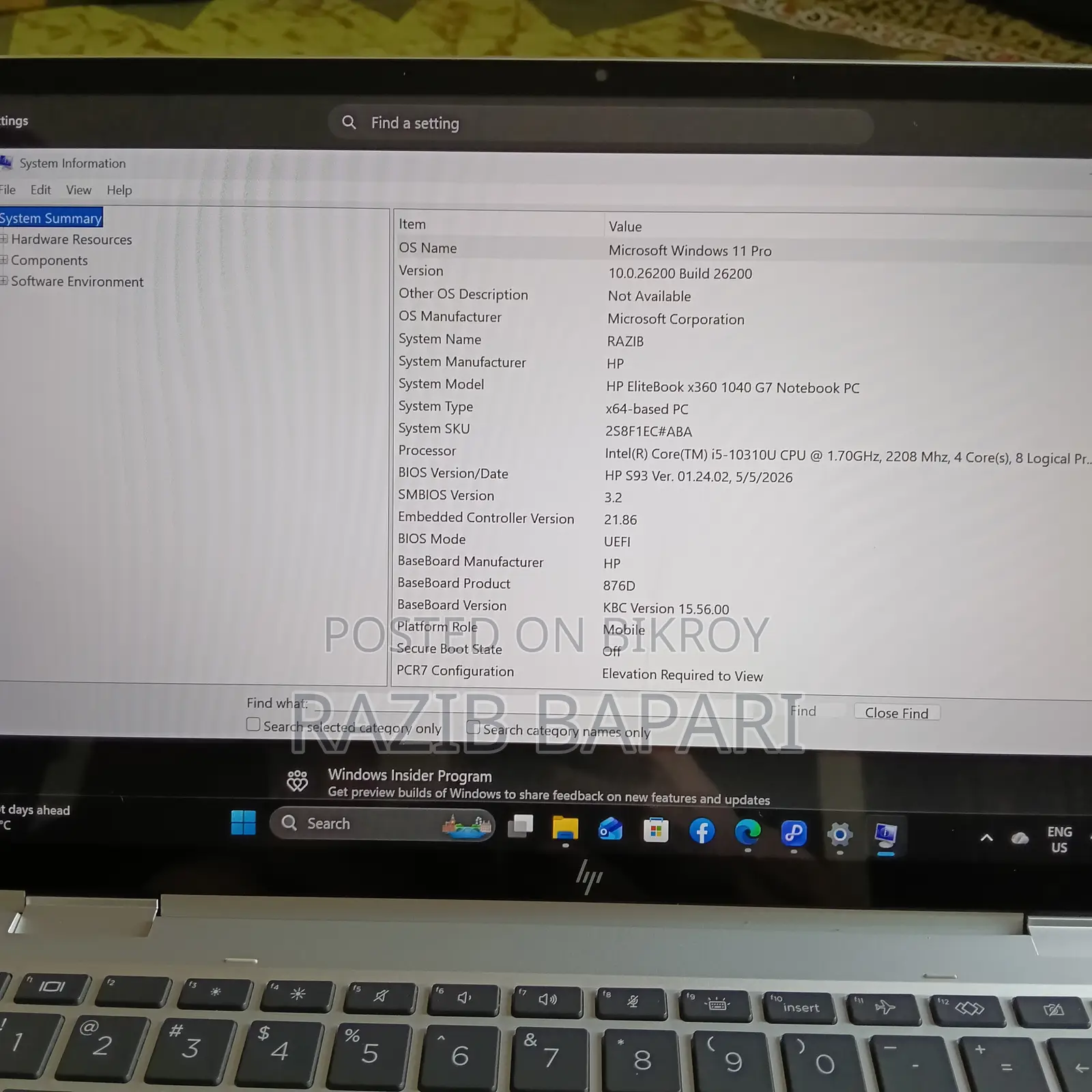 Laptop HP EliteBook x360 1040 G7 16GB Intel Core i5 SSD 256GB