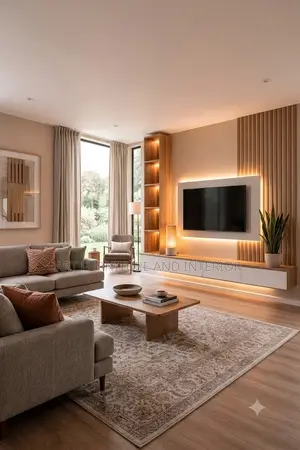 Luminous Wood Panel Tv Wall - 101