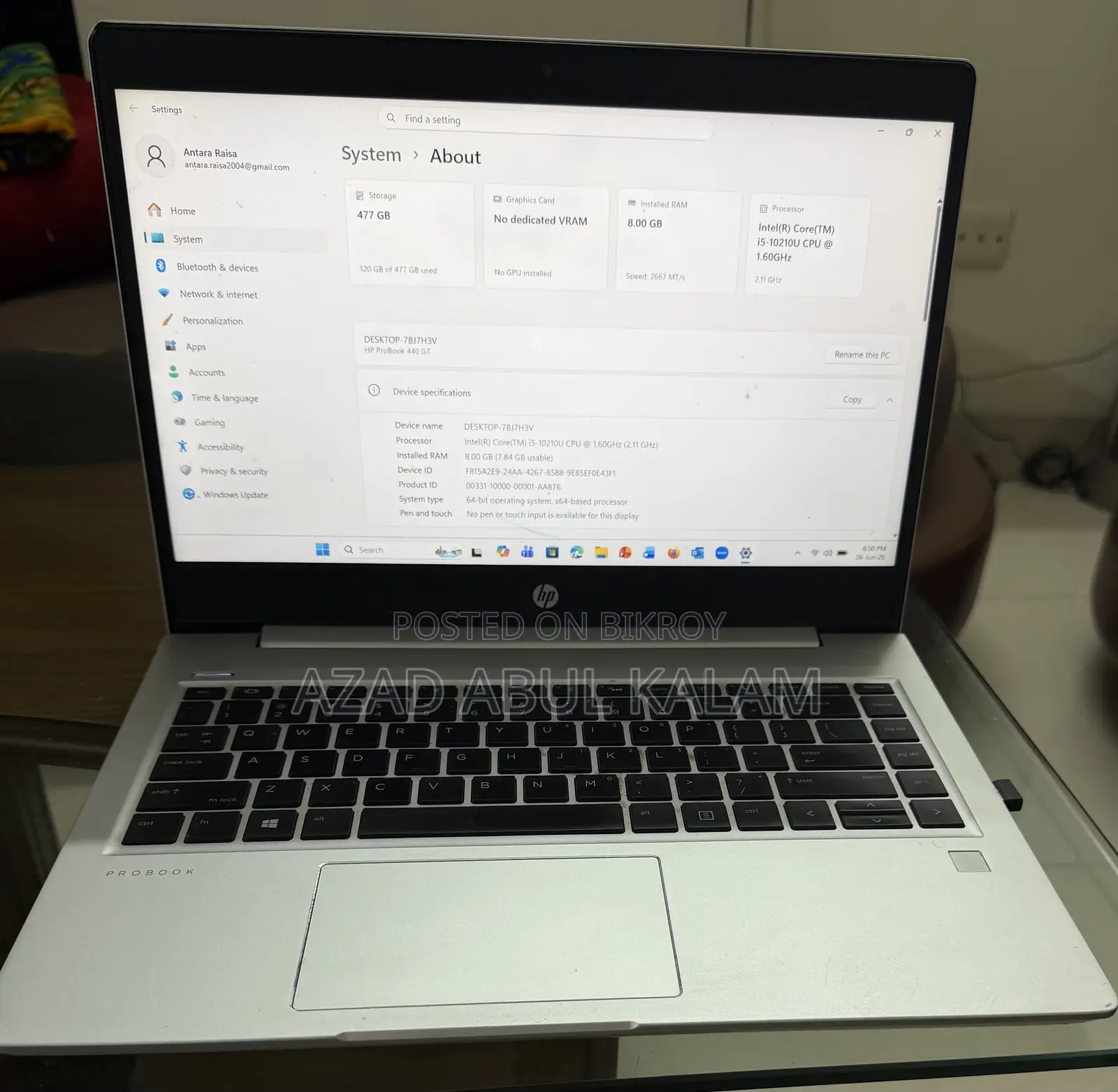Laptop HP 15 8GB Intel Core I5 HDD+SSD 500GB