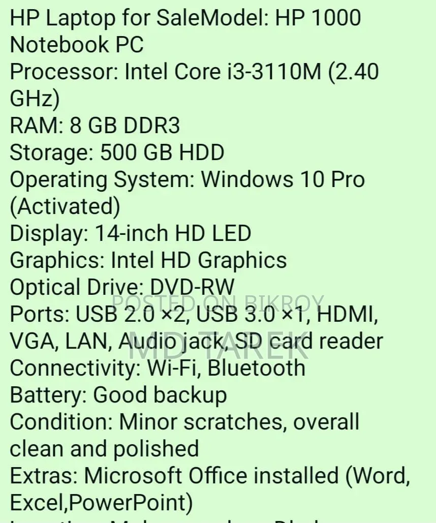 Laptop HP 8GB Intel Core I3 HDD 500GB