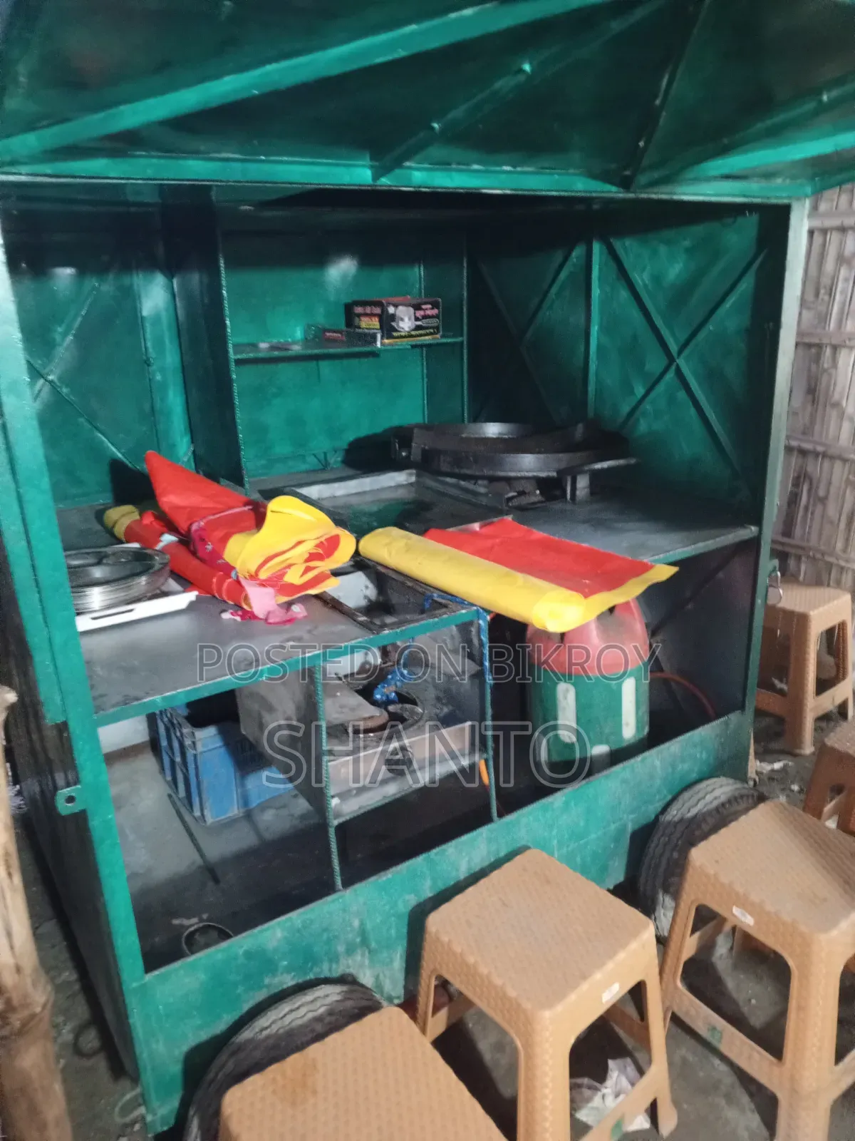 Food Cart With Burner, Hot Plate, Deep Fryer