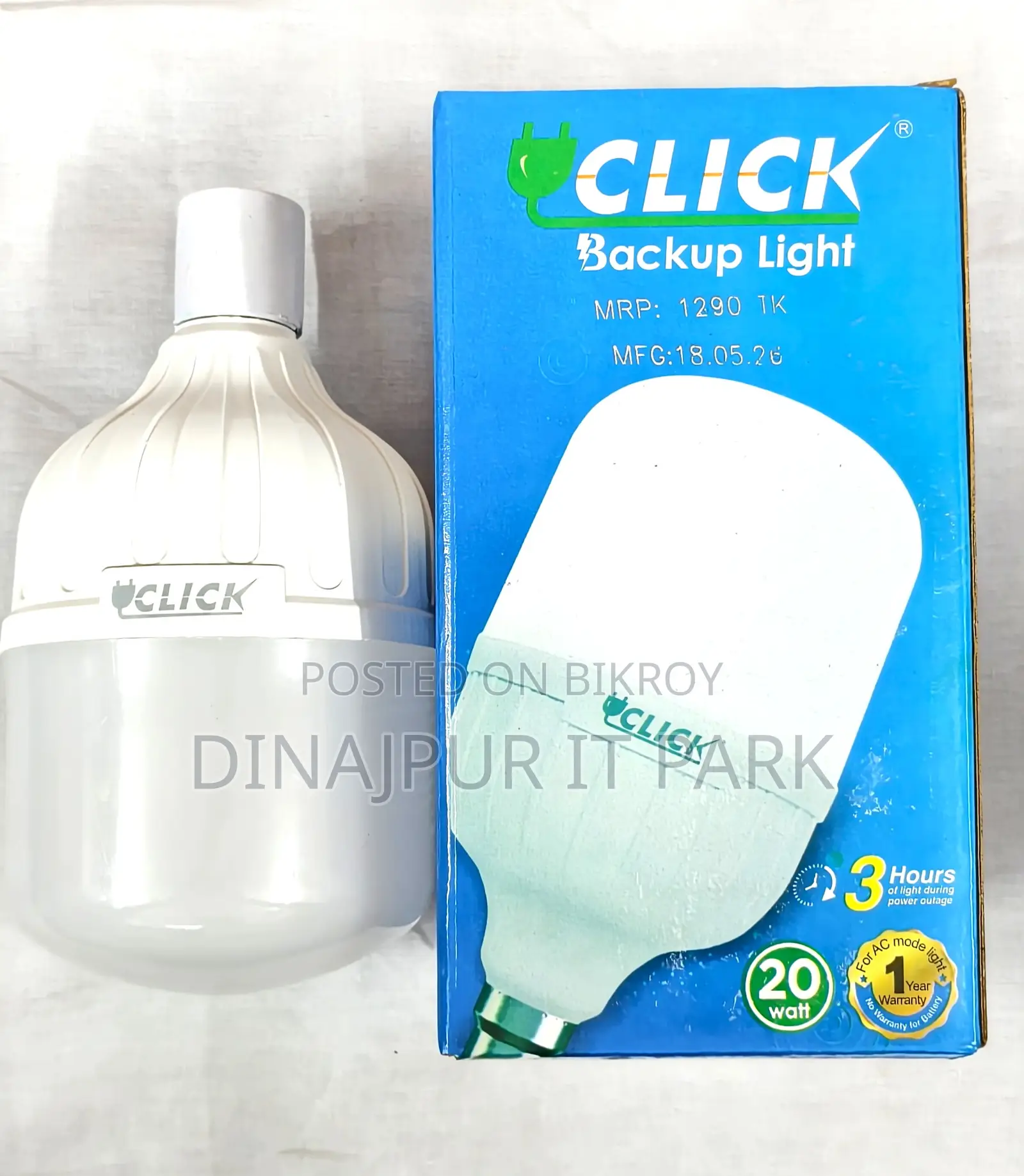 Click 20W Rechargeable Backup Light – Light will stay even when the power goes out!