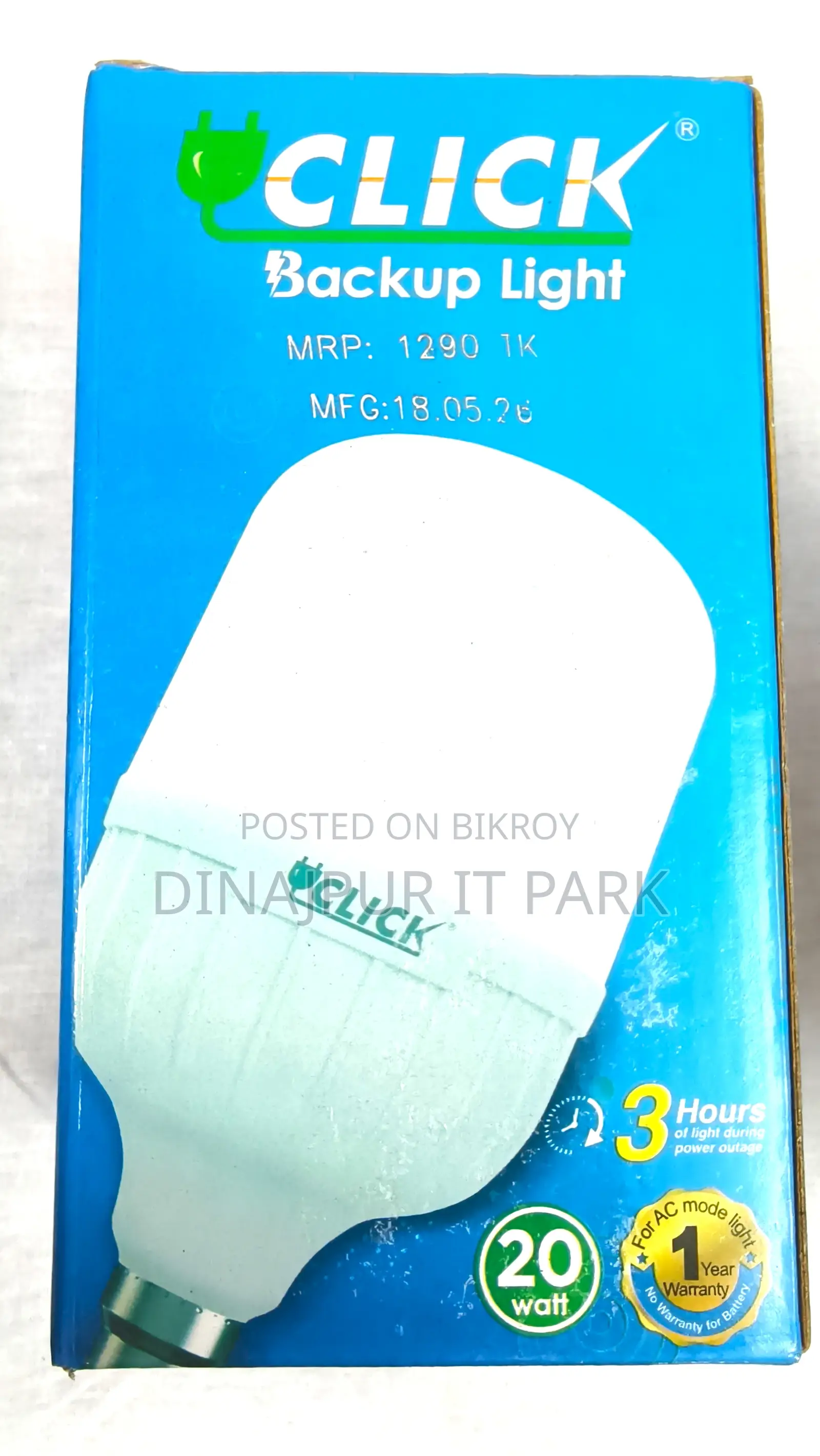 Click 20W Rechargeable Backup Light – Light will stay even when the power goes out!