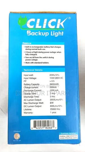 Click 20W Rechargeable Backup Light – Light will stay even when the power goes out!