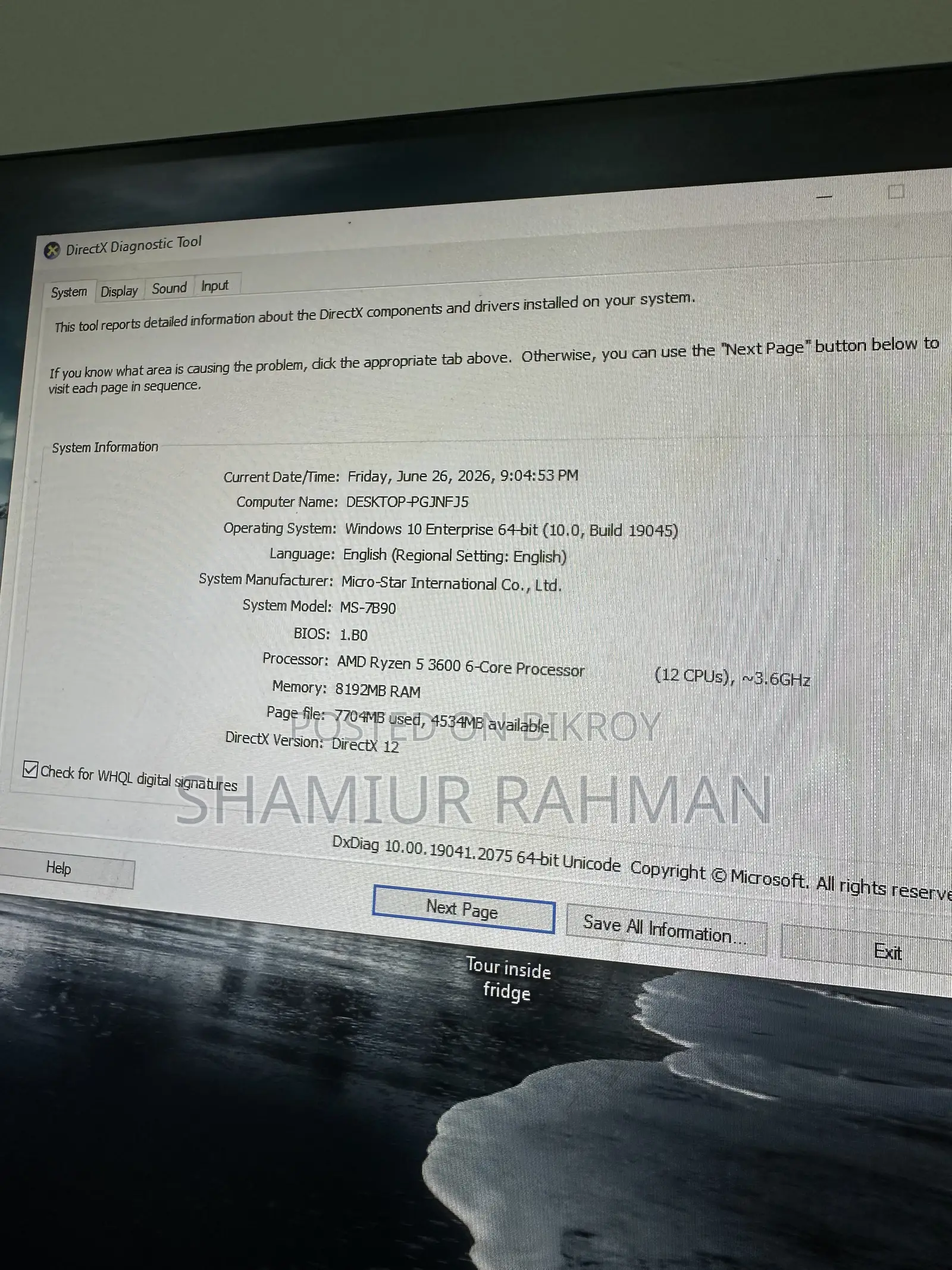 Desktop Computer 8GB AMD Ryzen 5 HDD+SSD 1T