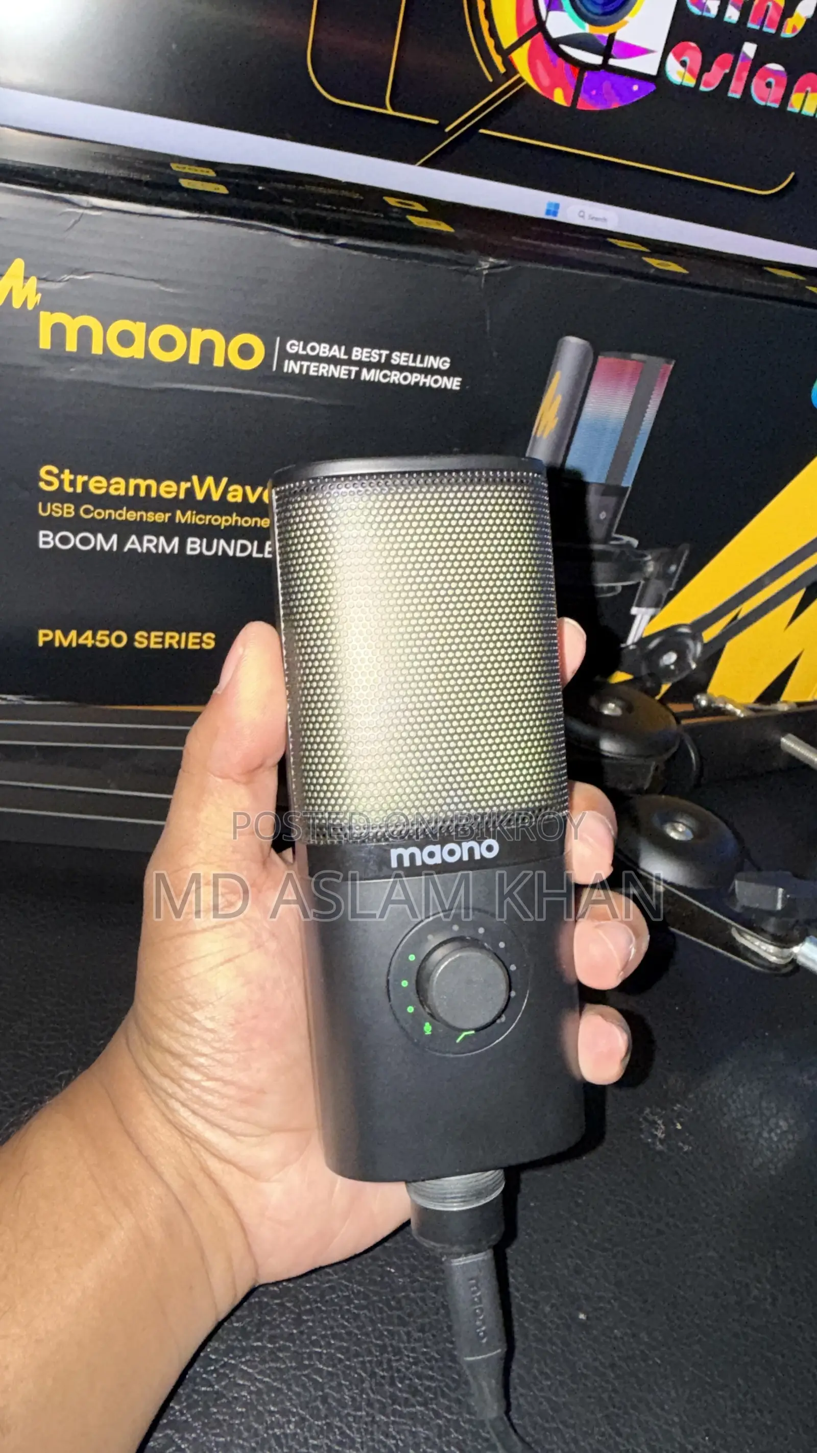 Maono PM450 RGB USB Condenser Microphone (Boom Arm Bundle)
