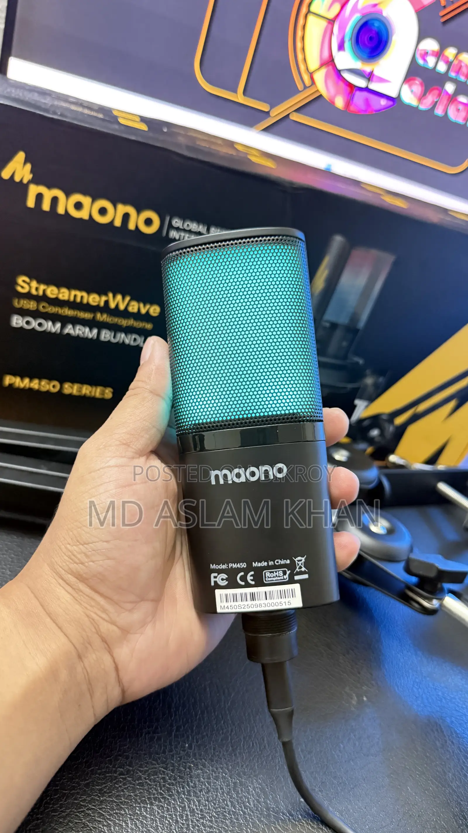 Maono PM450 RGB USB Condenser Microphone (Boom Arm Bundle)