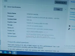 Desktop Computer Gigabyte 8GB Intel Core i5 SSD 256GB