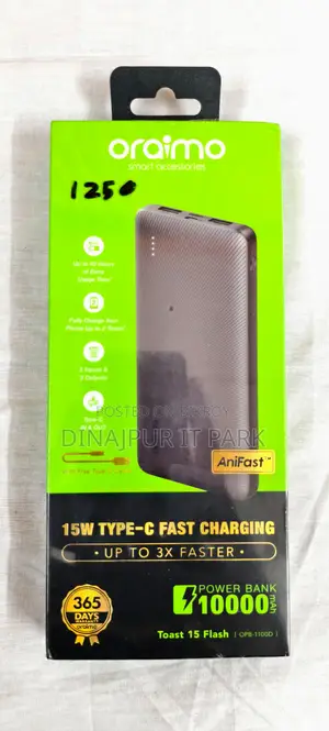 Oraimo Toast 15 Flash 10000mah Fast Charging Power Bank (Opb-1100d)