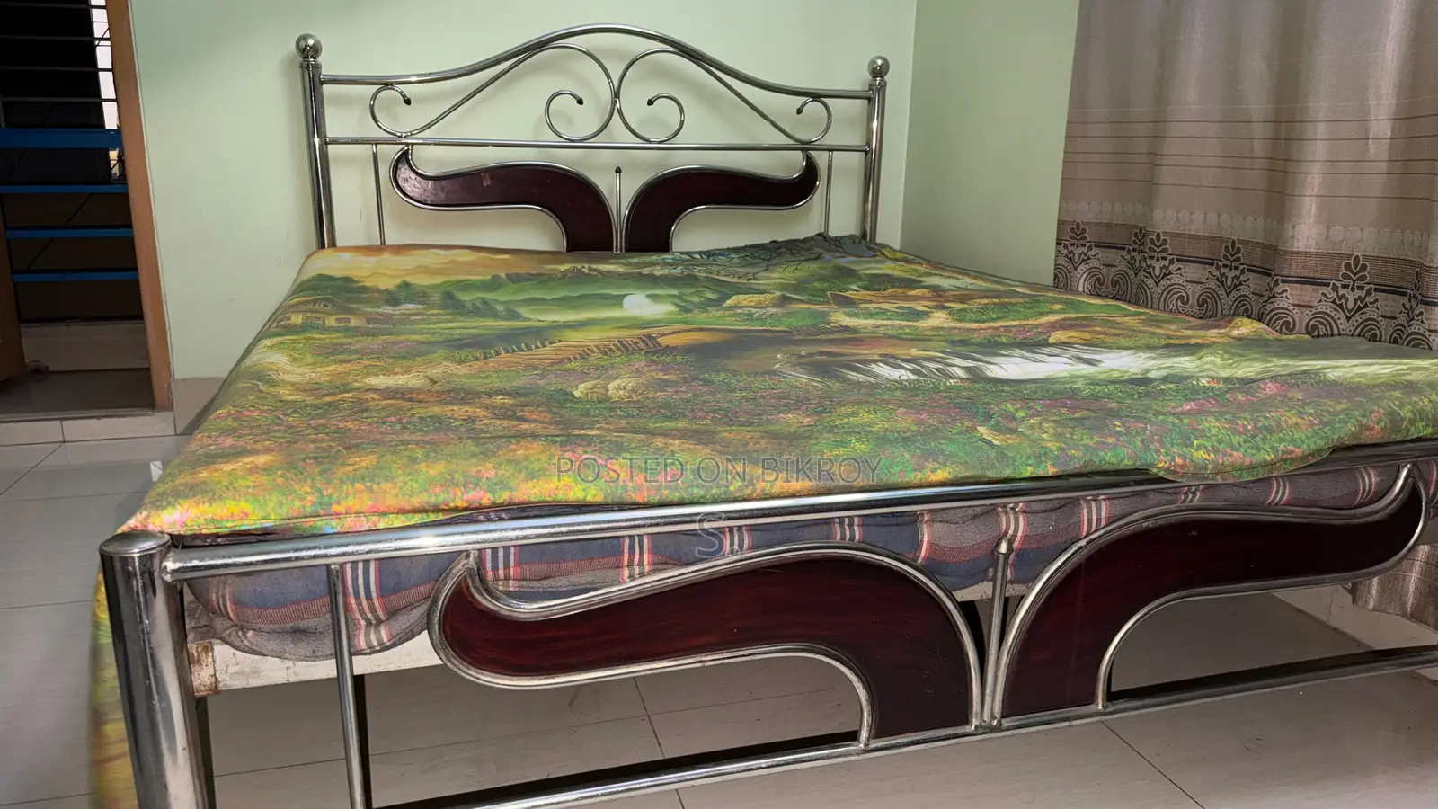 Steel Ss Pipe Double Bed + Mattress Full Set for Sale. Ready to Use