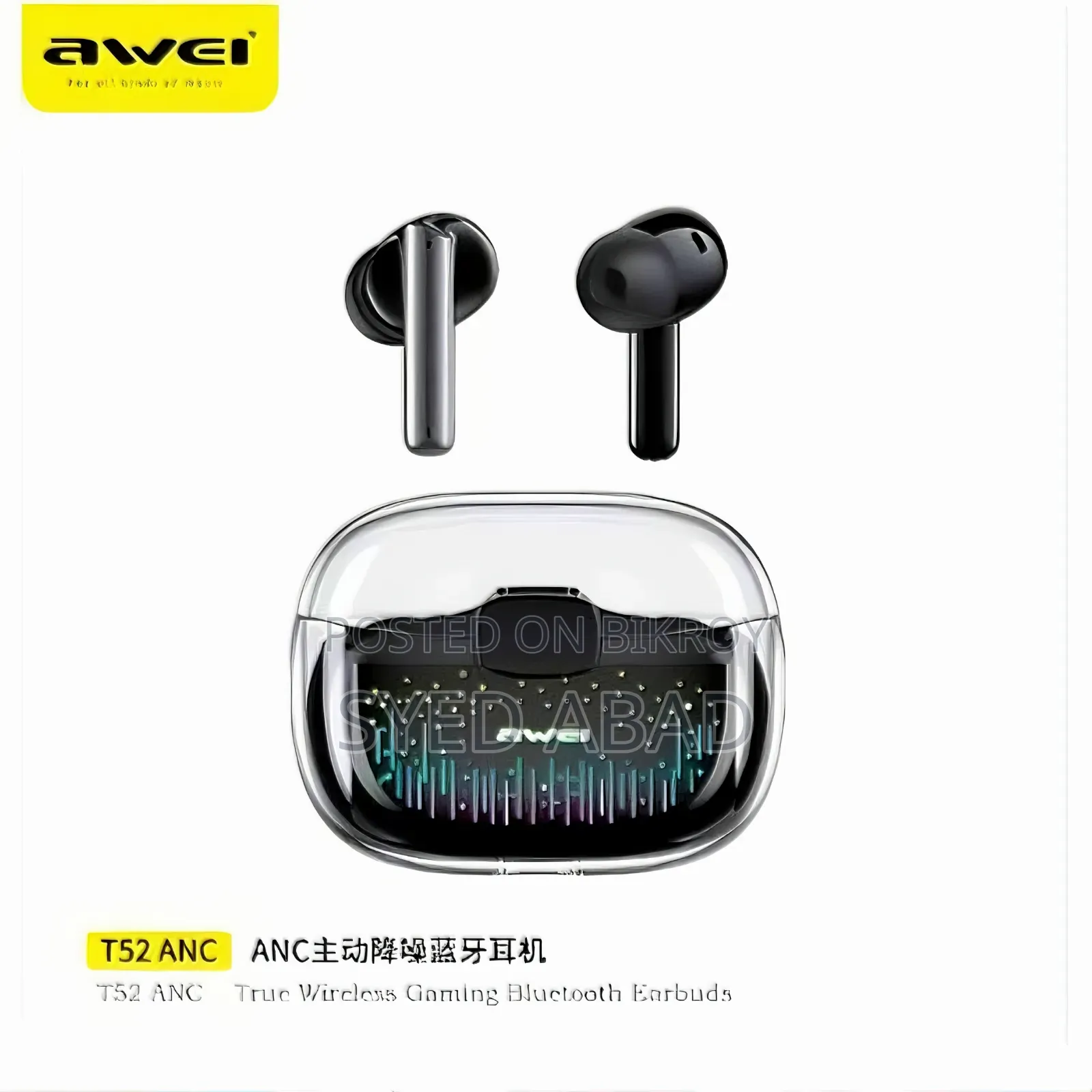 Awei T52 Anc Wireless Bluetooth Earbuds – Black