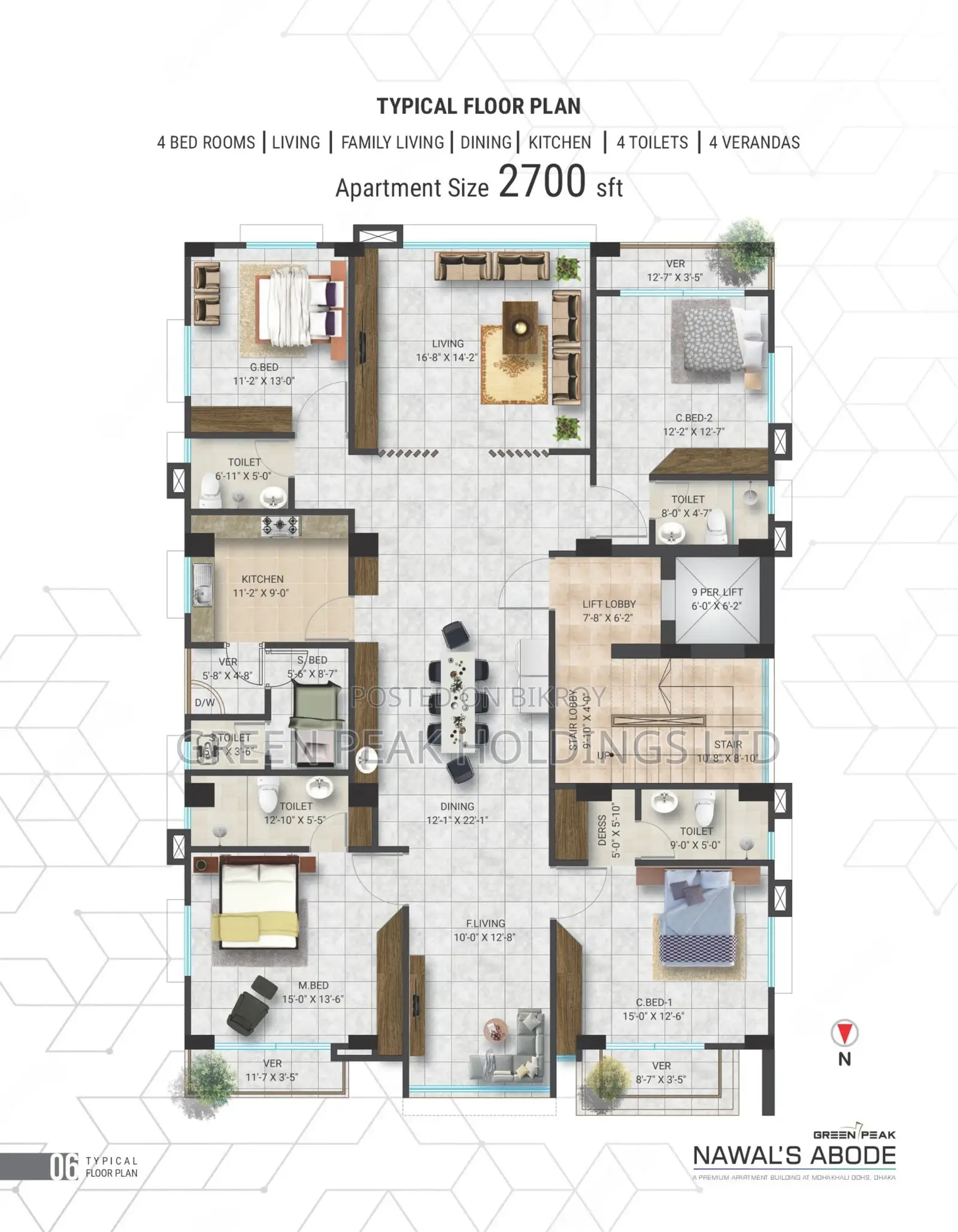4 Bedroom Apartment in Green Peak Holdings, Mohakhali DOHS for Sale