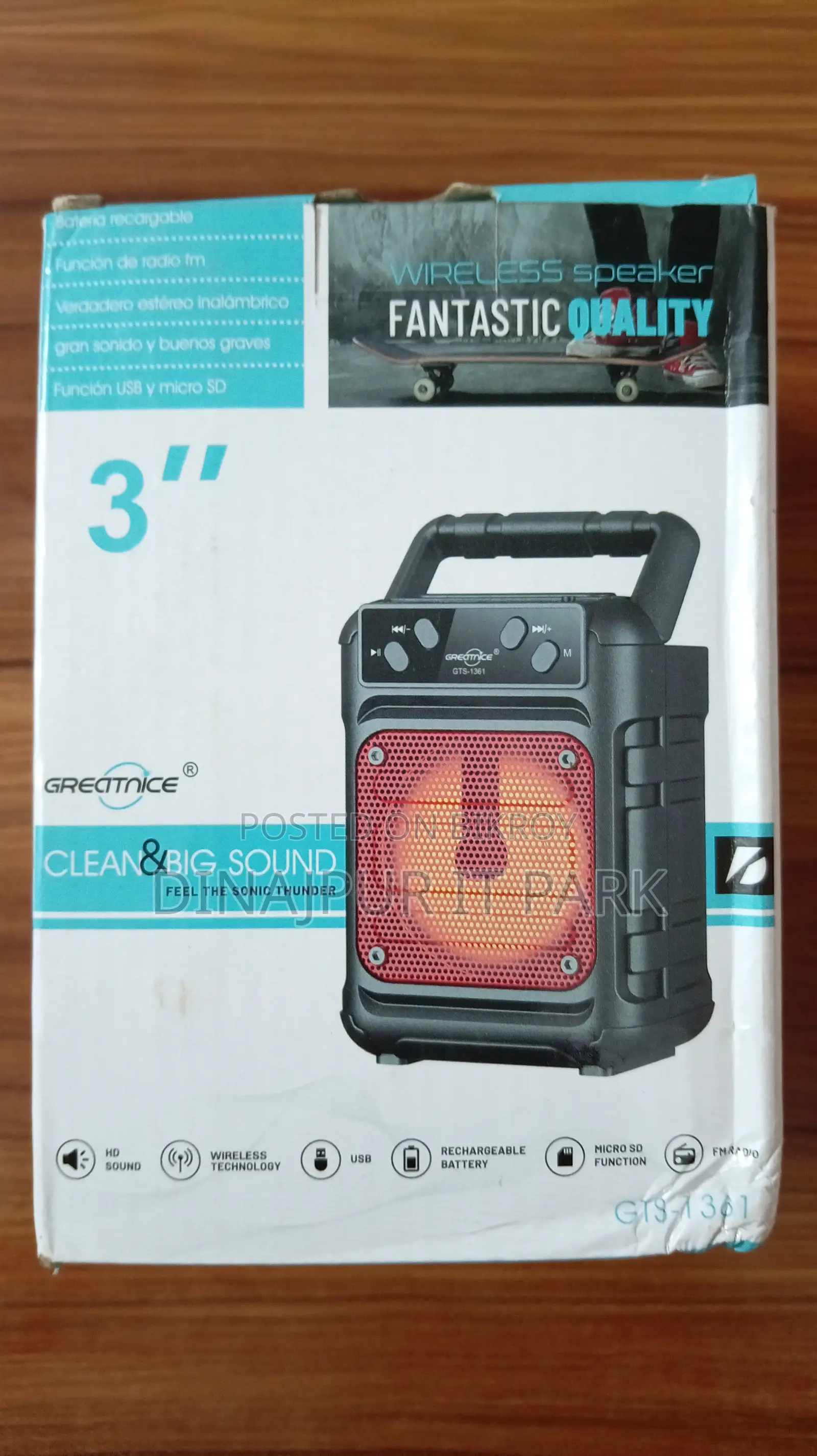 Greatnice GTS-1361 3-Inch Portable Wireless Bluetooth Speaker