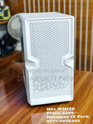 H01 White Mid-Tower Gaming Computer Case with Tempered Glass