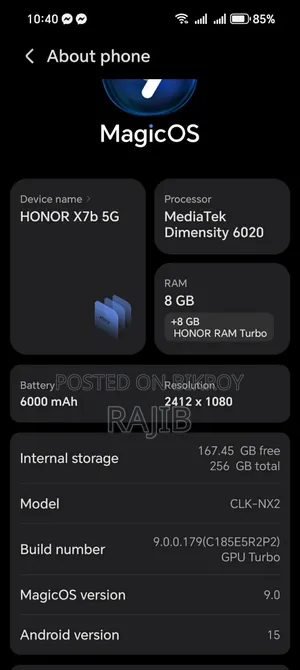Honor X7b 5G 256 GB Silver