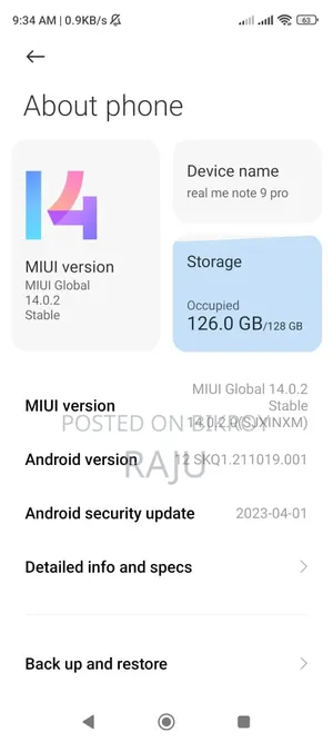 শাওমি রেডমি নোট ৯ প্রো ১২৮ জিবি ব্লু