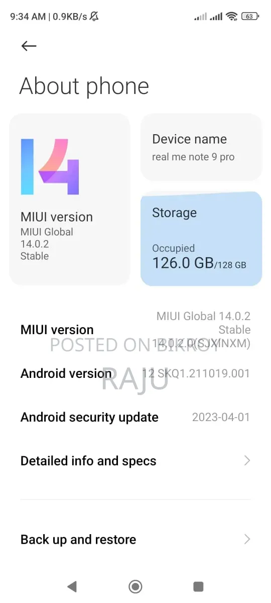 শাওমি রেডমি নোট ৯ প্রো ১২৮ জিবি ব্লু