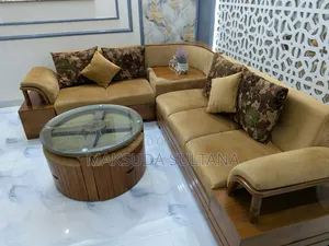L-Shaped Sofa Set With Table