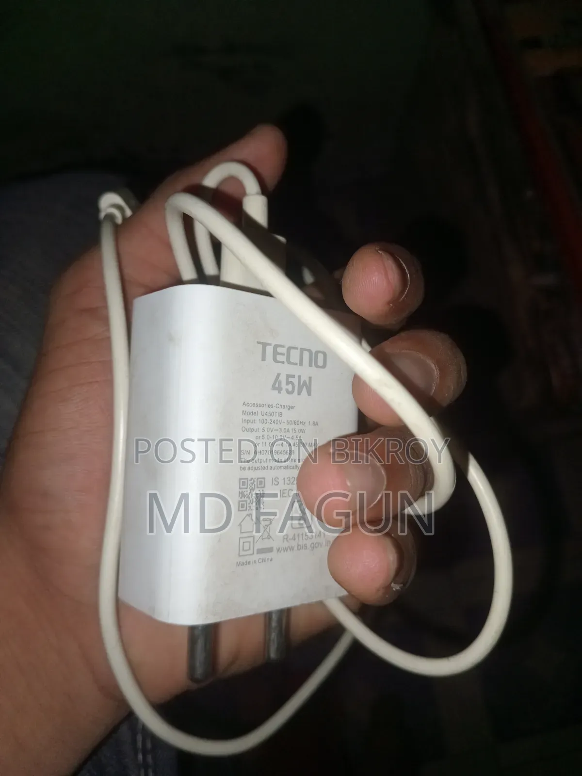Original Charger Techno Spark 40pro, inbox if interested