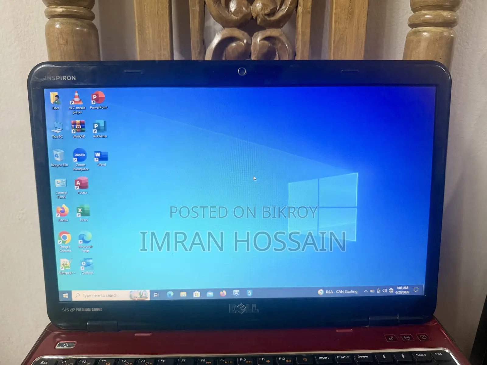 ল্যাপটপ Dell Inspiron 15 ৮জিবি ইন্টেল কোর আই৫ এসএসডি ২৫৬জিবি